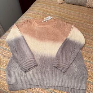 NWT FSL Apparel Ombre Dye Distressed Sweater Size Large Oversized